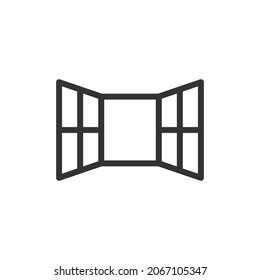 Icono de línea de ventana en estilo de moda. Pictograma vectorial de trazo aislado sobre un fondo blanco. Iconos de esquema premium de ventana.