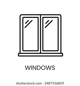 Window line vector icon with editable stroke