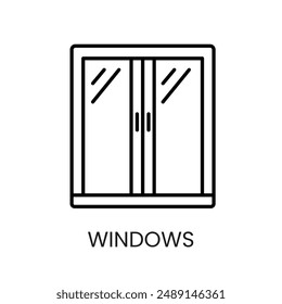 Window line vector icon with editable stroke