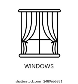 Window line vector icon with editable stroke