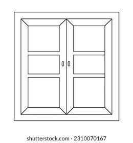 ilustración vectorial de línea de ventana, aislado en fondo blanco, vista superior