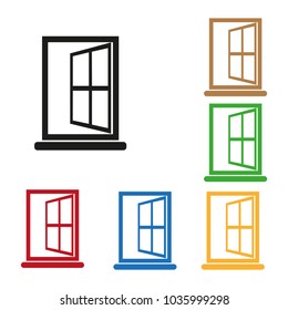 Window linear icon - color set.