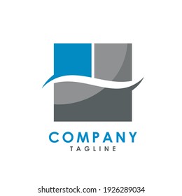 un diseño de logotipo de ventana con un gráfico de ondas