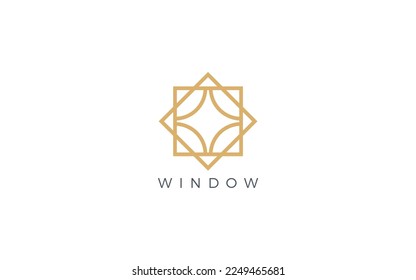 Window logo formed with simple and modern shape in gold color
