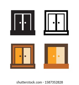 Window logo icon design in four style. Line, Glyph, Flat and Color Line style