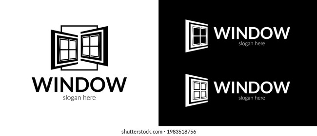 Window logo in perspective. Vector illustration.