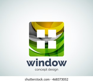 Window logo template, abstract vector business icon
