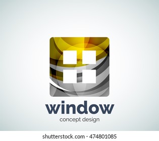 Window logo template, abstract vector business icon