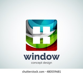 Window logo template, abstract vector business icon