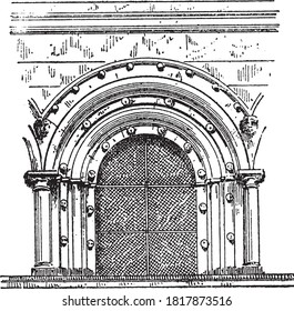 Window of the lower work church in Beauvais XIX century, From the Dictionary of Word and Things, 1888.