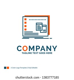 Window, Mac, operational, os, program Logo Design. Blue and Orange Brand Name Design. Place for Tagline. Business Logo template.