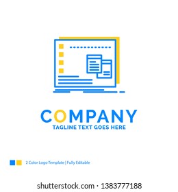 Window, Mac, operational, os, program Blue Yellow Business Logo template. Creative Design Template Place for Tagline.