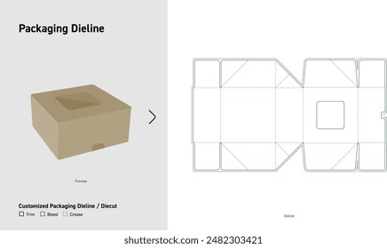 Window Mailer Flip Top Box Dieline, Package with window Dieline, Box Dieline