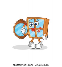 the window make up mascot. cartoon vector