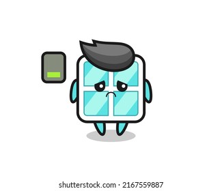 window mascot character doing a tired gesture , cute style design for t shirt, sticker, logo element