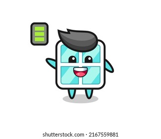 window mascot character with energetic gesture , cute style design for t shirt, sticker, logo element