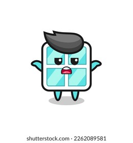window mascot character saying I do not know , cute style design for t shirt, sticker, logo element