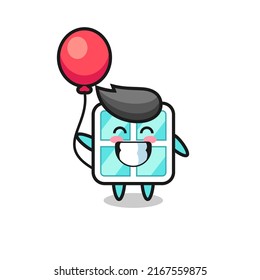 window mascot illustration is playing balloon , cute style design for t shirt, sticker, logo element