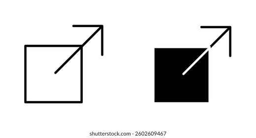 Window Maximize flat Icons in line outline and flat solid style on white background