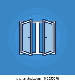 Window minimal icon - blue flat window illustration