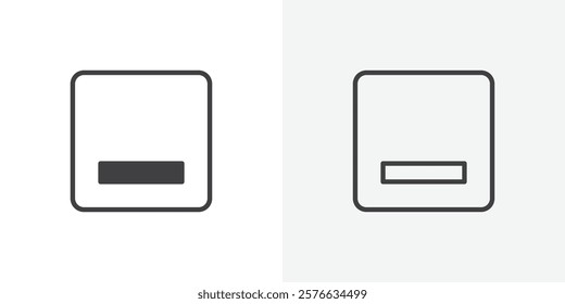 Window Minimize icon set in black flat solid and outlined style.