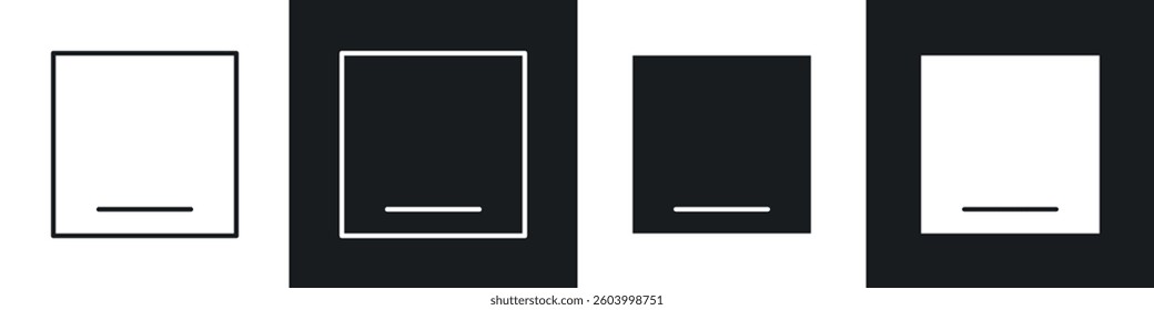 Window Minimize icon symbol collection on white background.