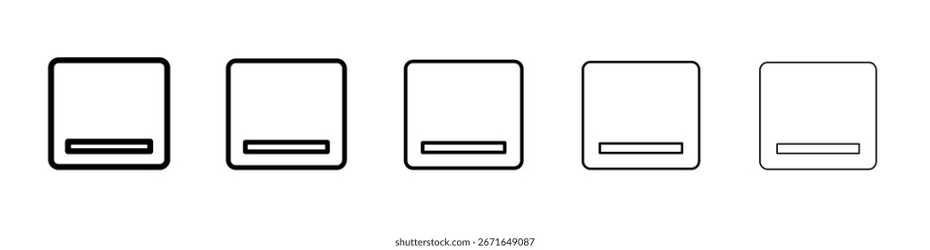 Ventana Minimizar el concepto de símbolo de icono para el Diseño web. icono de Vector de línea simple. ilustración de logotipo.