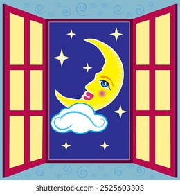 window with moon and diferents colors