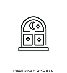 Window with Moon and Stars icon. Simple window with moon and stars icon for social media, app, and web design. Vector illustration