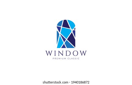 window mosaic blue logo vector symbol icon design illustration