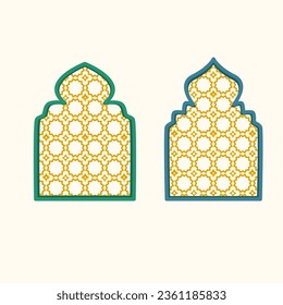 Window mosque illustration with islamic pattern vector