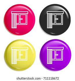 Window multi color glossy badge icon set. Realistic shiny badge icon or logo mockup