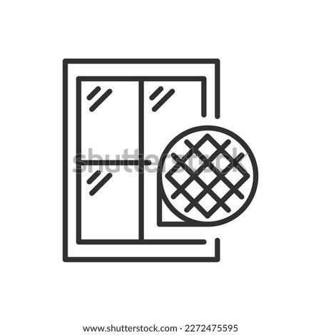 Window netting against insects, linear icon. Line with editable stroke