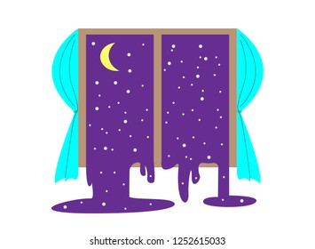 Window night star vector illustration for t-shirt, slogan design print graphics style