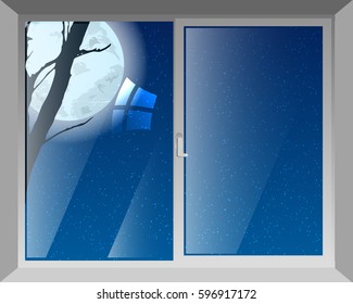 The window of the night is the starry moon. Illustration for your design