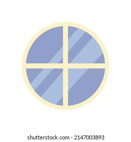 The window is not a standard shape. Interior element. Cleaning the facade of the house. Window frame. Vector illustration isolated on white background. Cartoon style.