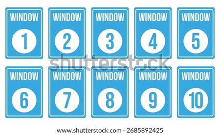 Window Number Signs 1 to 10 – Blue Counter Signage Set for Service Desks and Offices