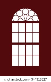 Window - Old church window - Silhouette - Vista - vector graphics