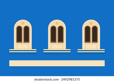  Fenster auf Blauer Wand - Stockabbildung als EPS 10 Datei