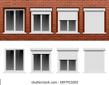 Window on brick wall vector design illustration