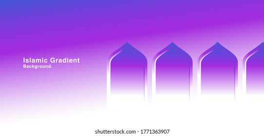 Window on purple-blue white gradient background. Design creative concept for Islamic celebration day with minimalist style. Suitable for visual identity, advertising, banner, flayer, and background.