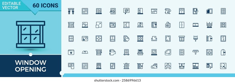Window Opening simple icon. It contains symbols to architecture, round, door, plastic, plate, element, exterior, art. Thin linear style icons. Vector line and solid icons.