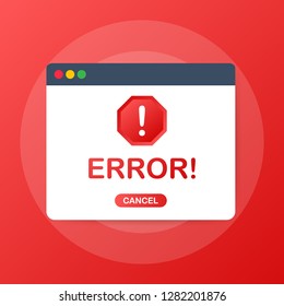 Window operating system error warning. Vector stock illustration.