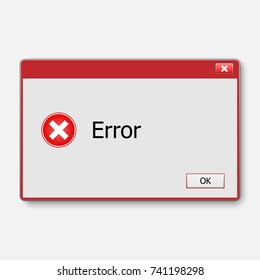 Window operating system error warning. Illustration on white isolated background.