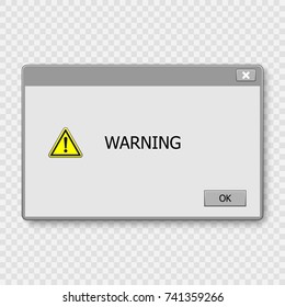 Window operating system warning. Illustration on white isolated background.