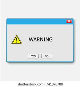 Window operating system warning. Illustration on white isolated background.