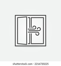 Window outline icon. Airing the Room vector concept linear symbol svg