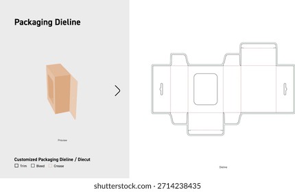 Caja de embalaje de ventana Dieline Plantilla