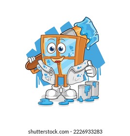 the window painter illustration. character vector