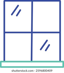 Window pane outline dual color vector illustration icon design